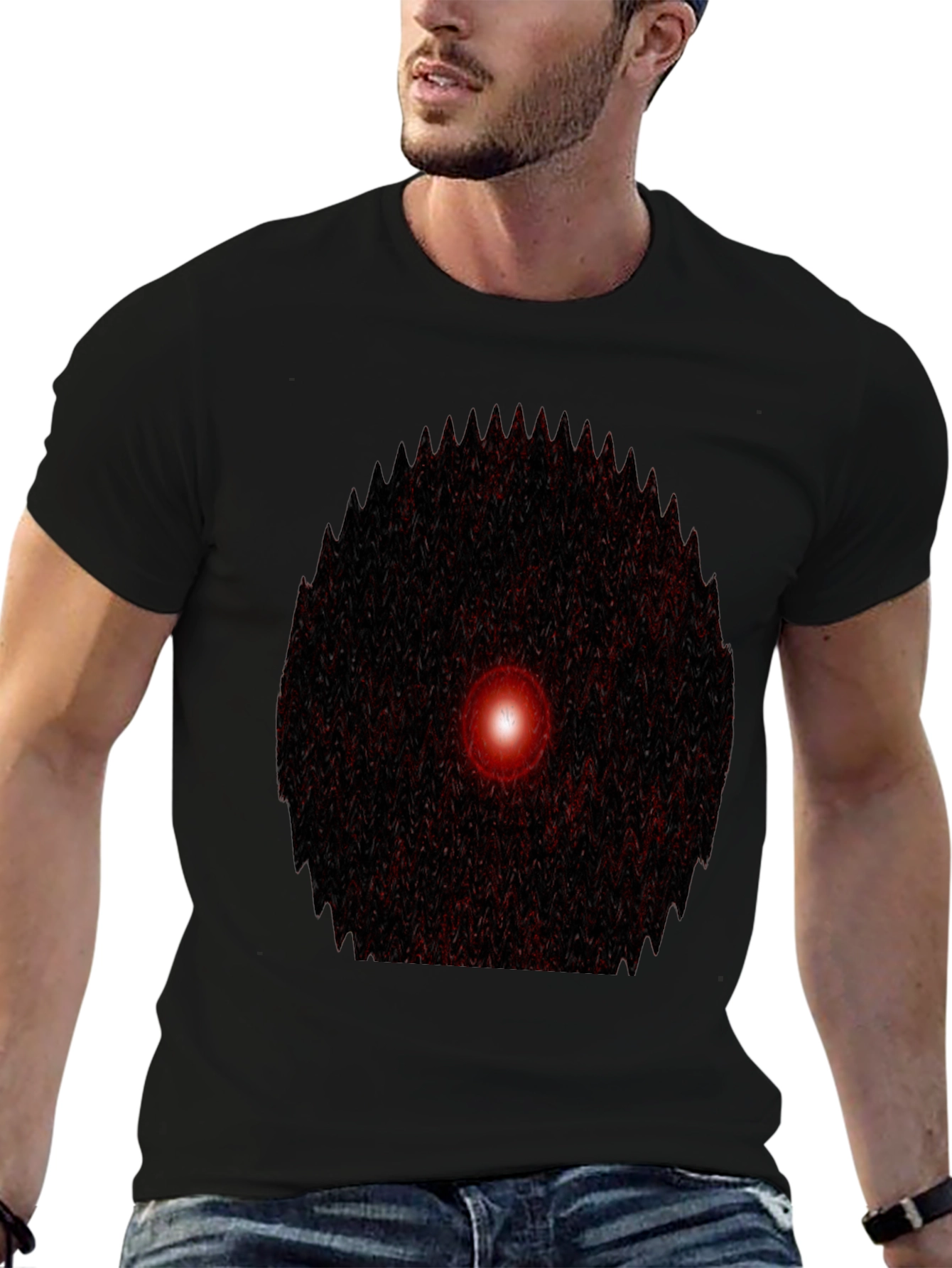 Abstract Red Eye Graphic Print Black T-Shirt