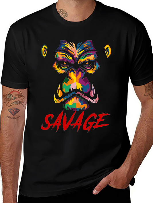 Savage Graphic Tee - Colorful Monkey T-Shirt