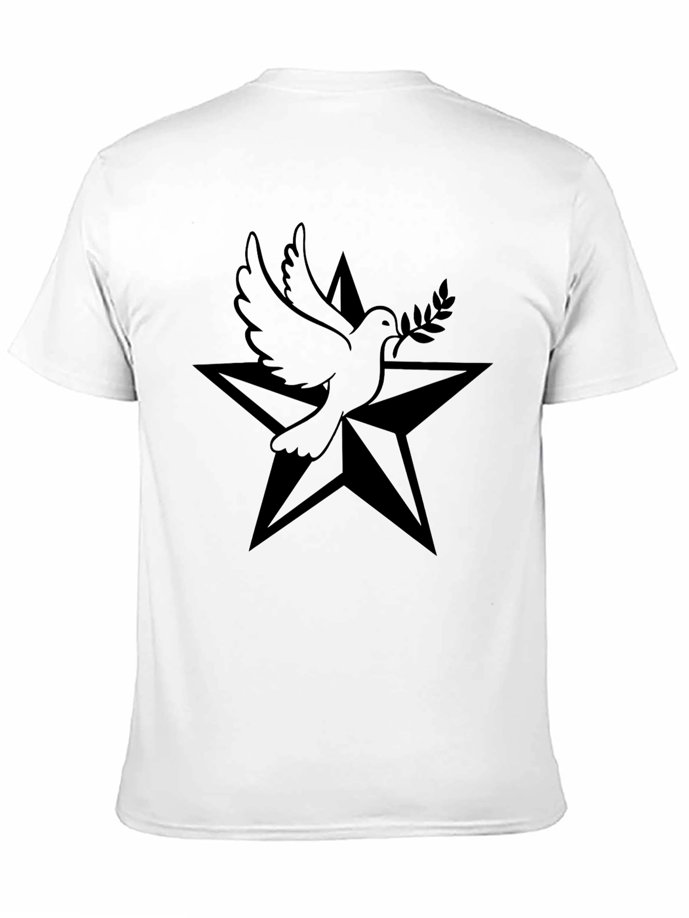 Dove and Star Graphic Black T-Shirt