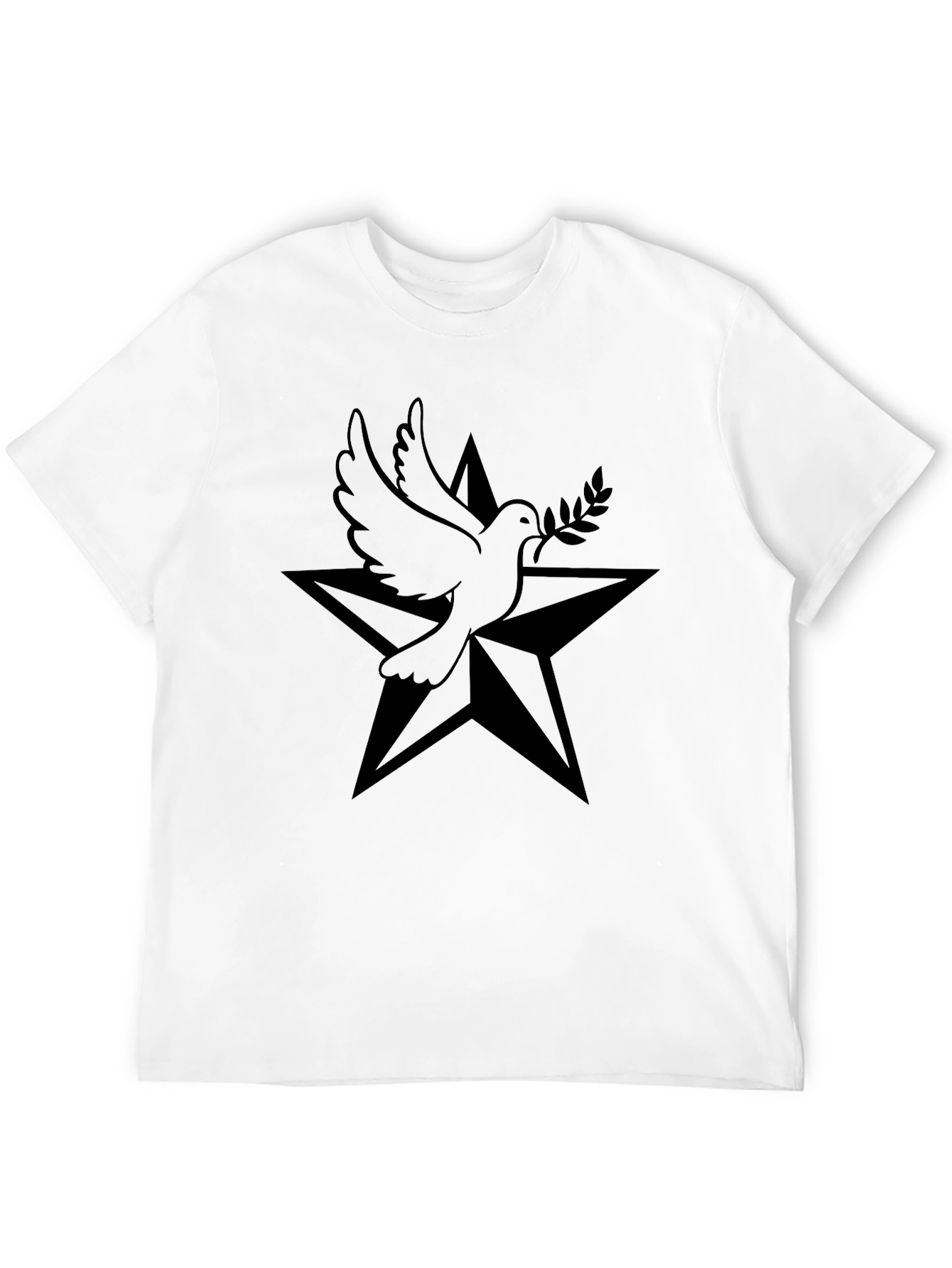 Dove and Star Graphic Black T-Shirt