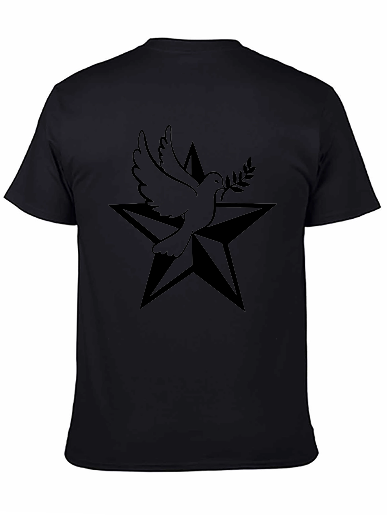 Dove and Star Graphic Black T-Shirt
