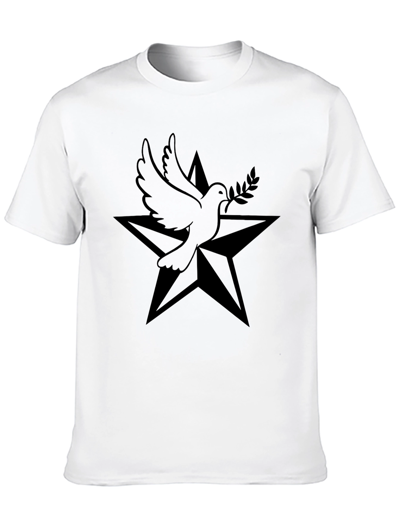 Dove and Star Graphic Black T-Shirt