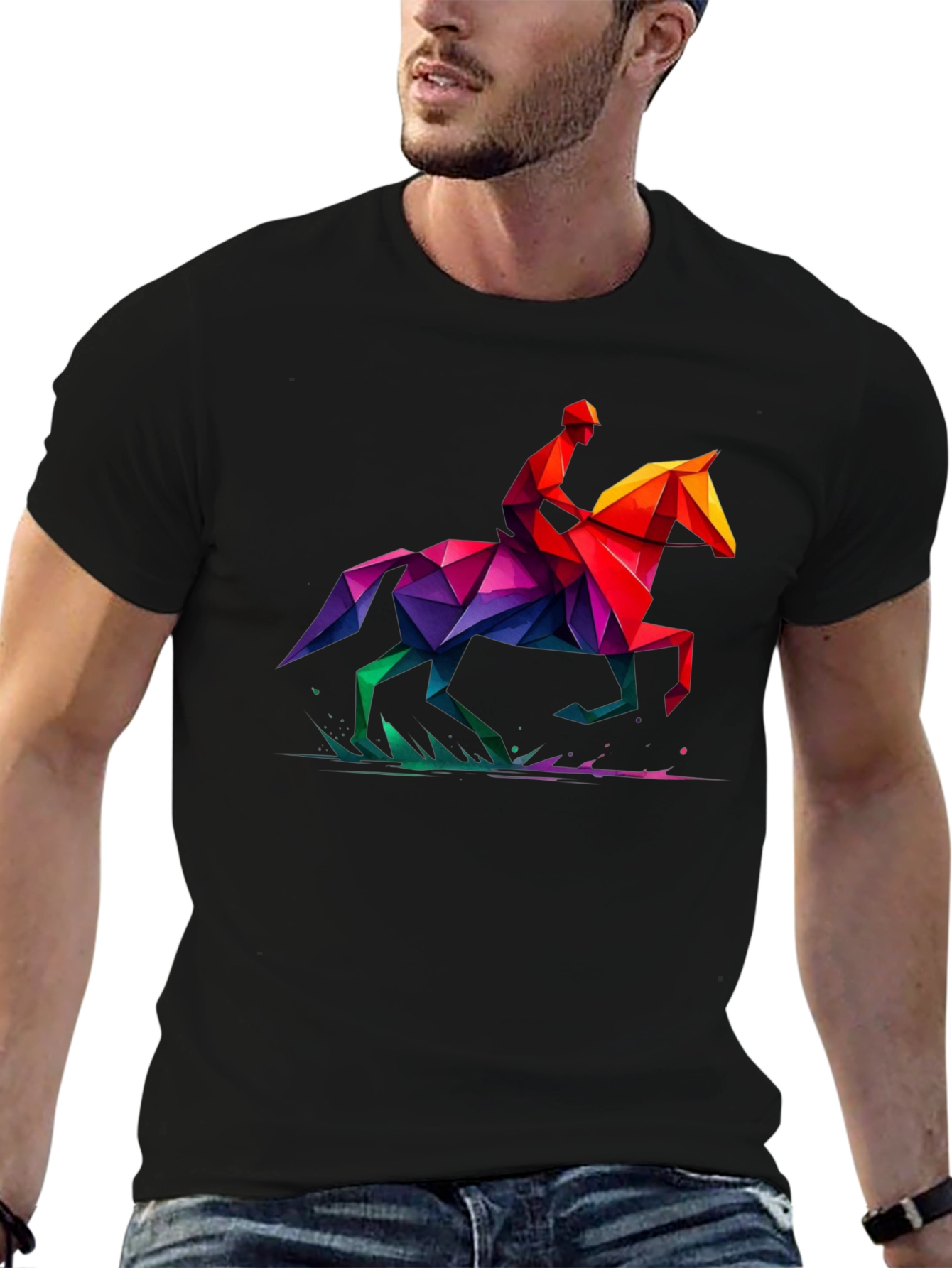 Geometric Horse Rider Graphic Tee