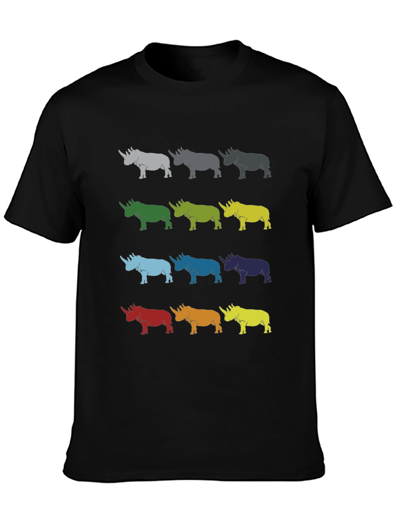Colorful Rhino Pattern T-Shirt