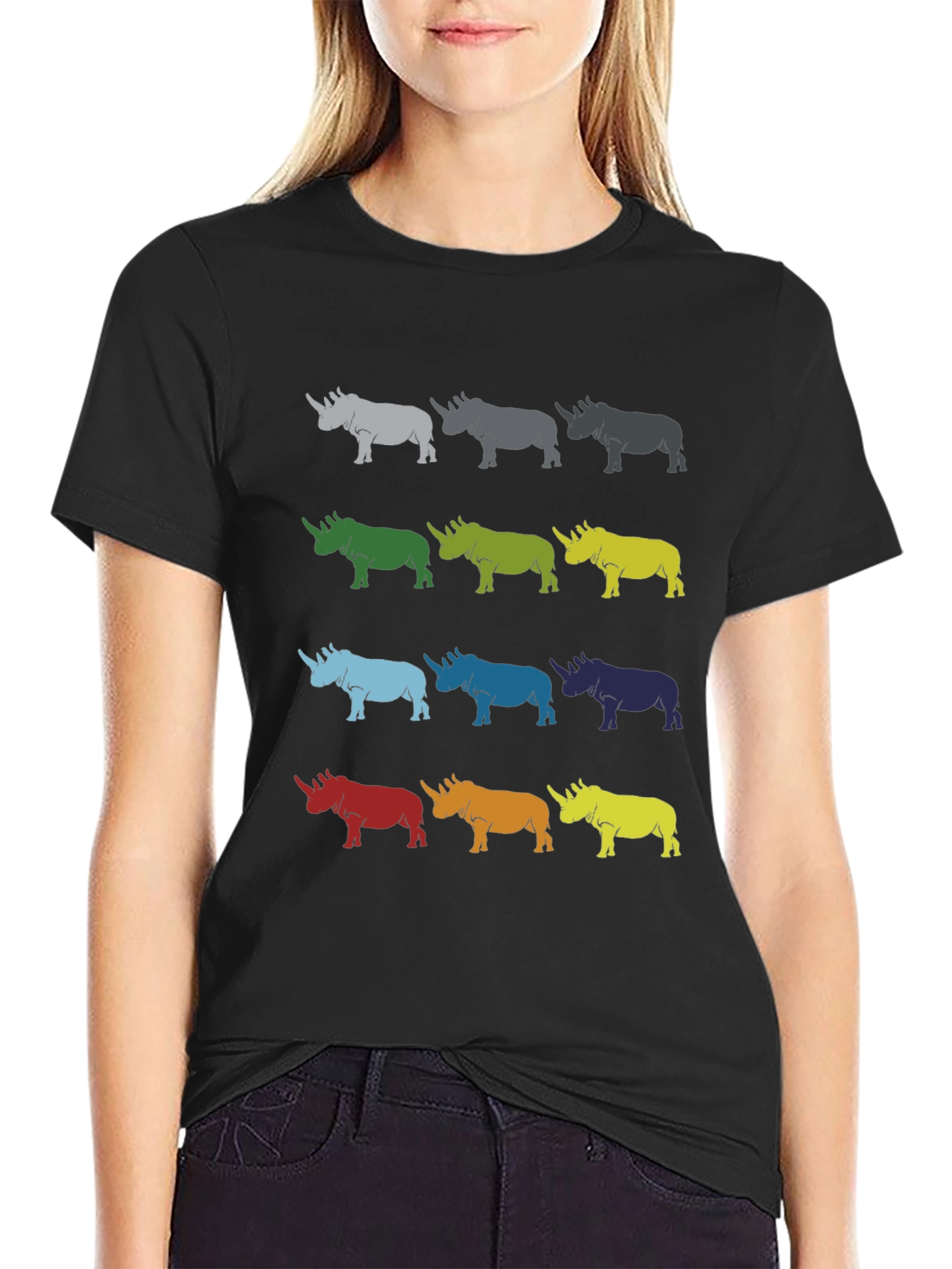 Colorful Rhino Pattern T-Shirt