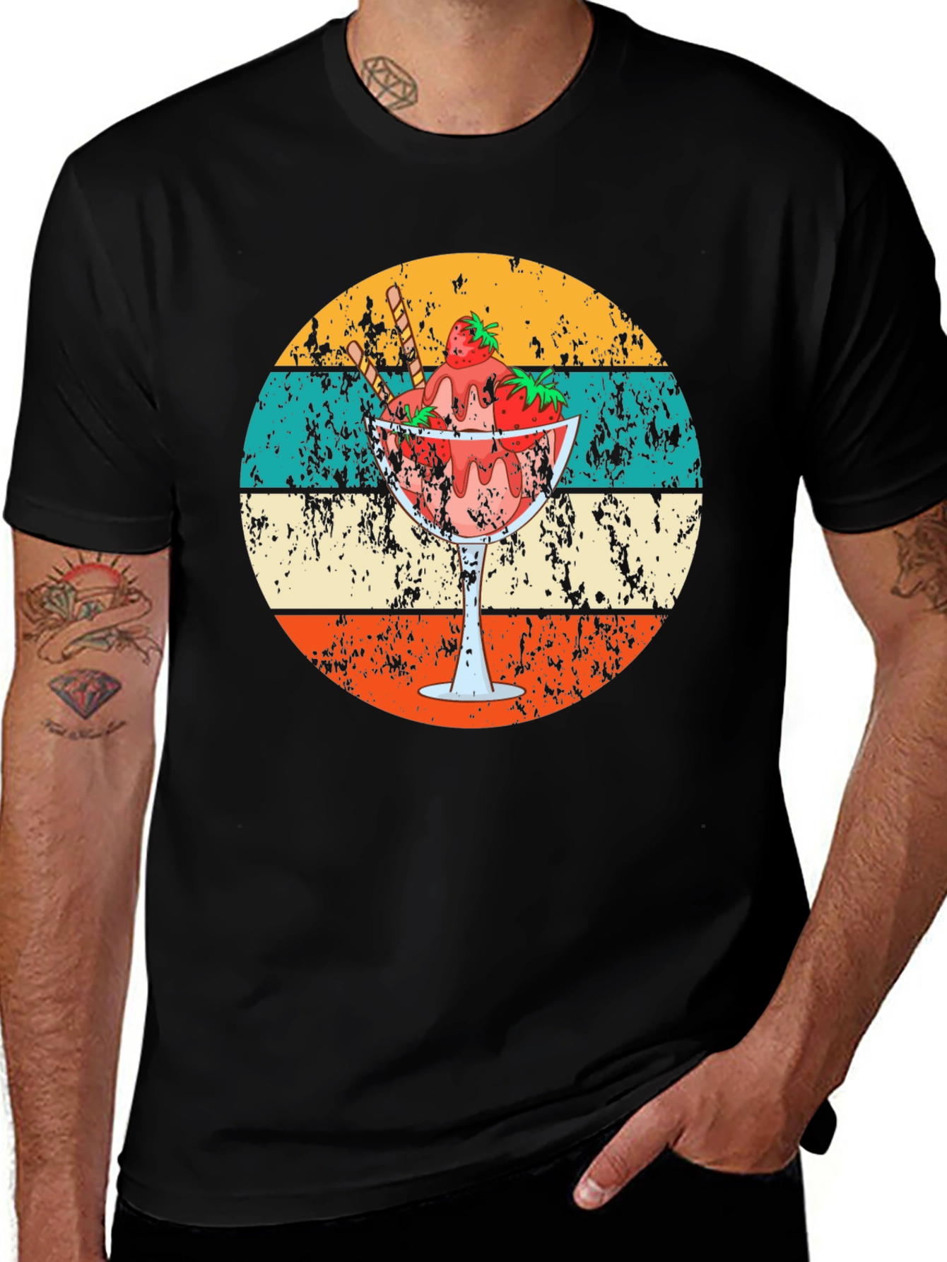 Retro Dessert T-Shirt - Strawberry Sundae Design