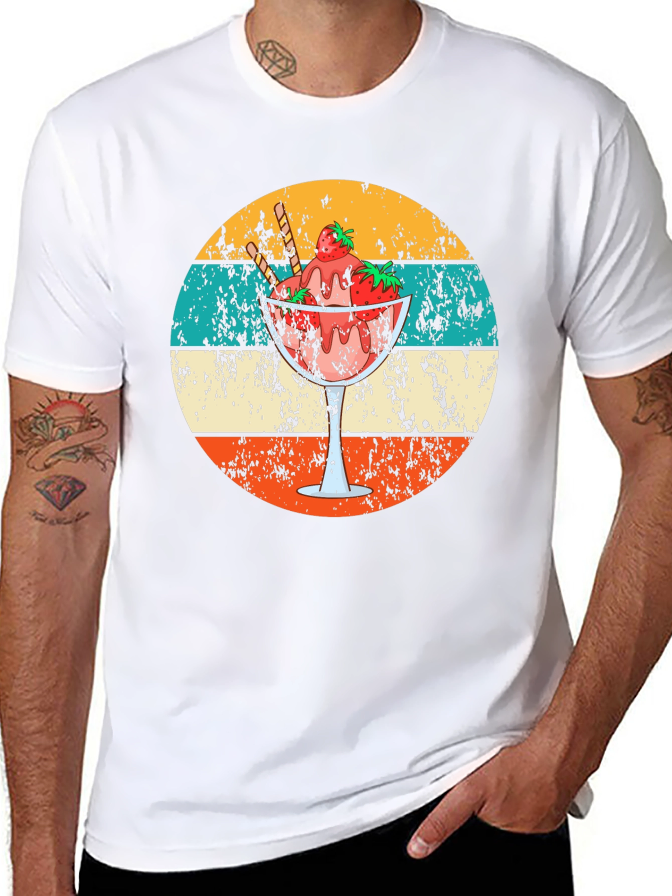 Retro Dessert T-Shirt - Strawberry Sundae Design