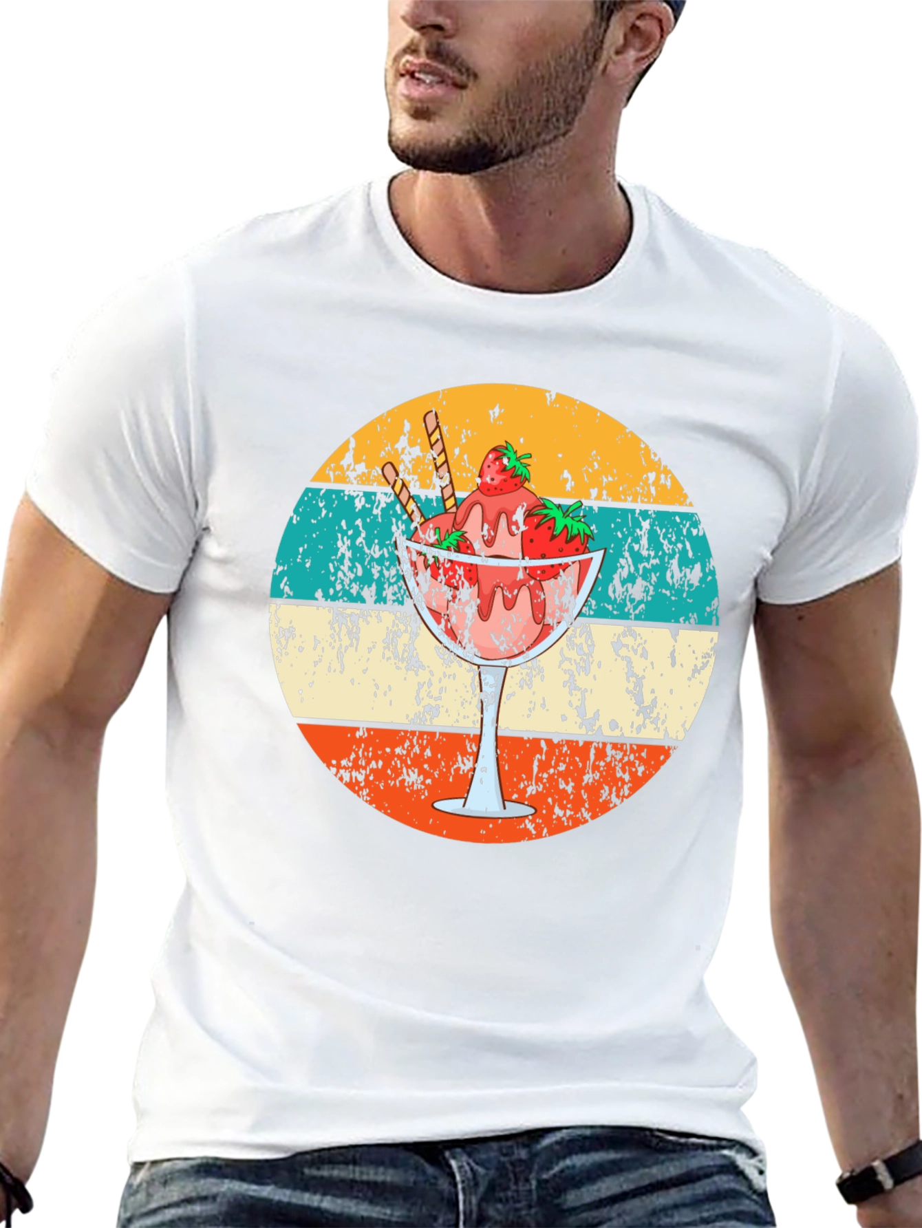 Retro Dessert T-Shirt - Strawberry Sundae Design