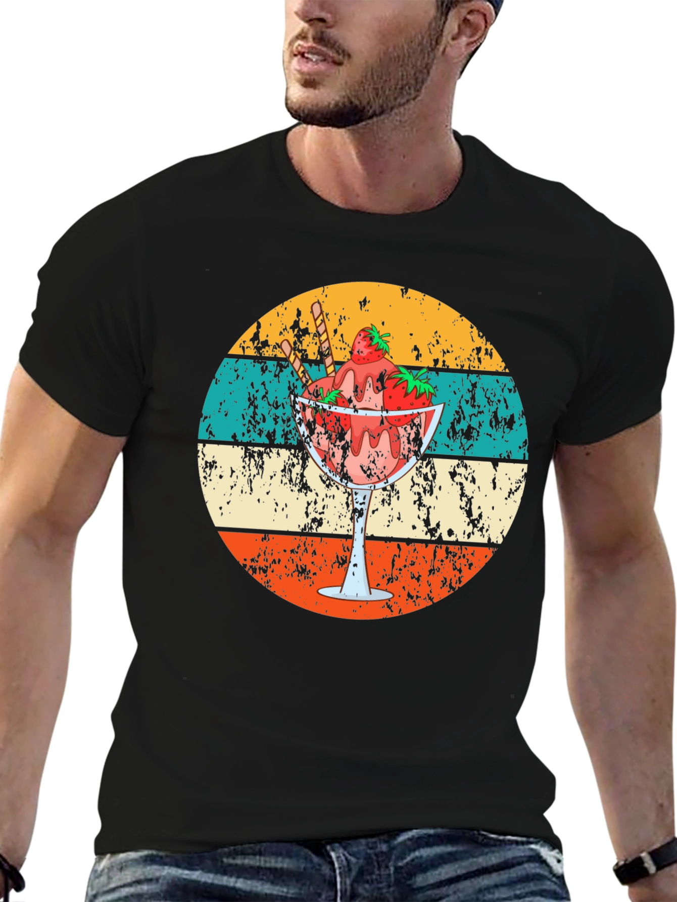 Retro Dessert T-Shirt - Strawberry Sundae Design