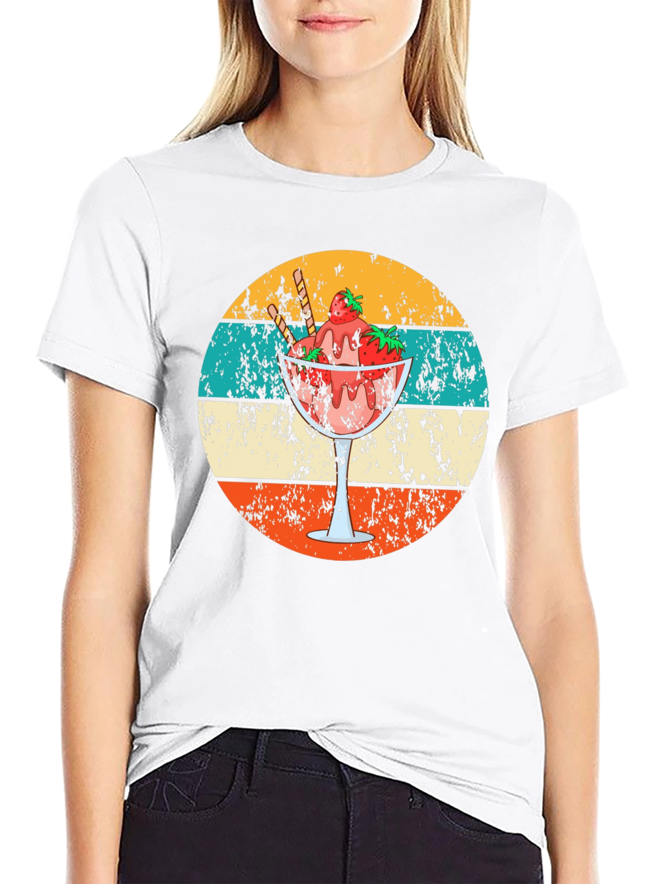 Retro Dessert T-Shirt - Strawberry Sundae Design
