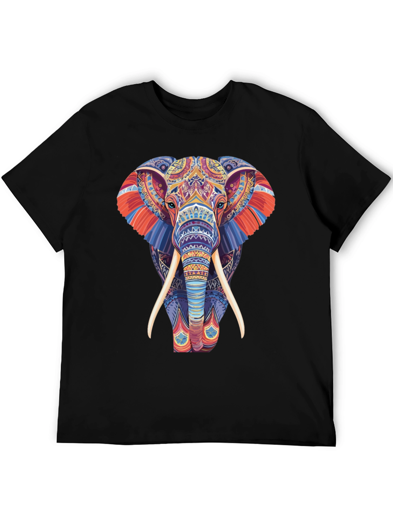 Elephant Graphic Tee - Vivid Pattern Print