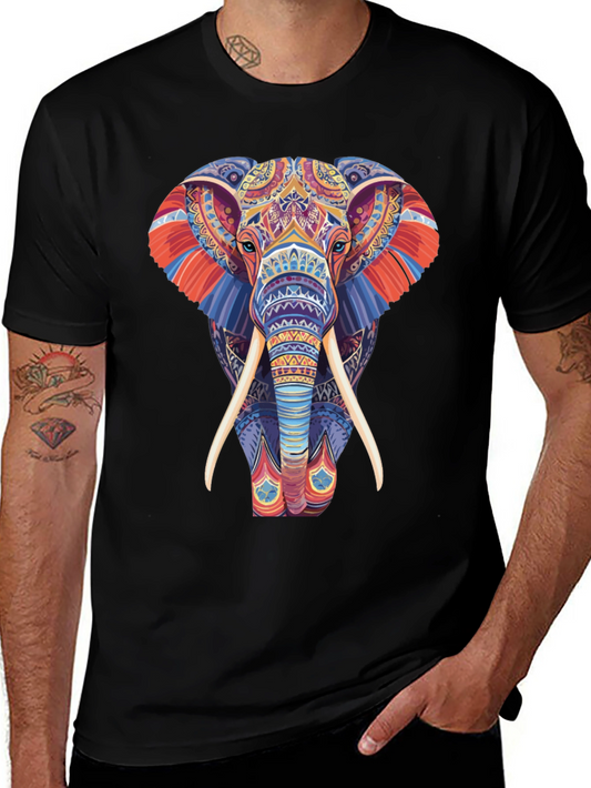 Elephant Graphic Tee - Vivid Pattern Print