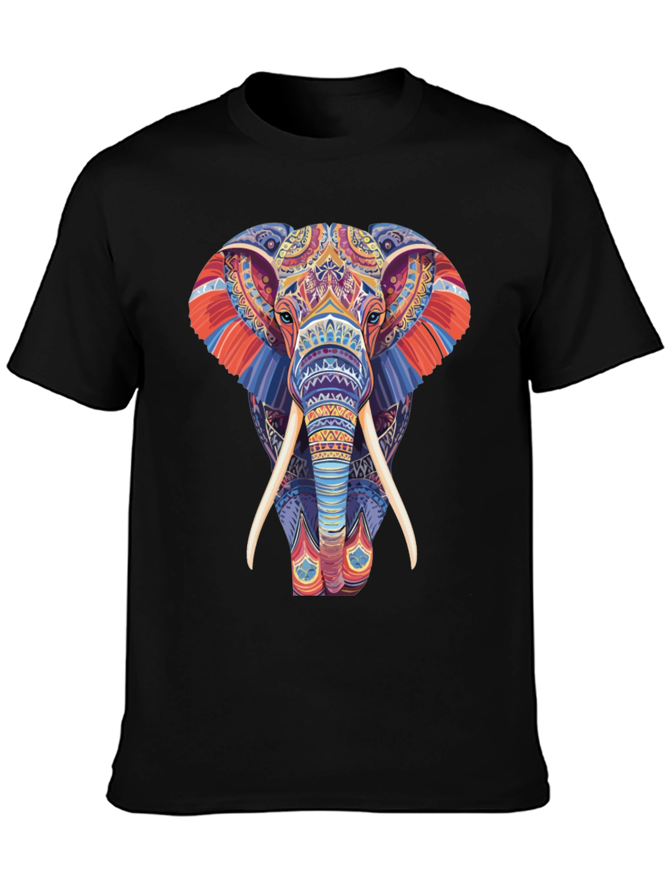 Elephant Graphic Tee - Vivid Pattern Print