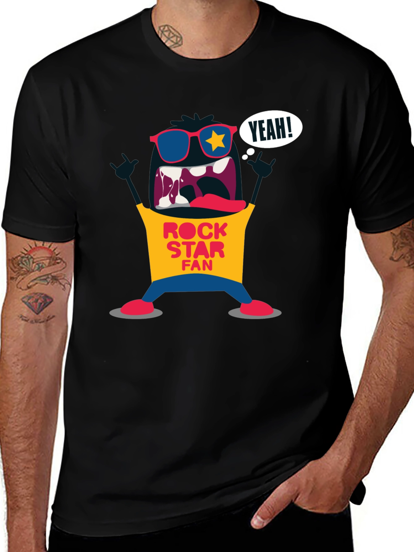 Rock Star Fan Graphic T-Shirt - Black