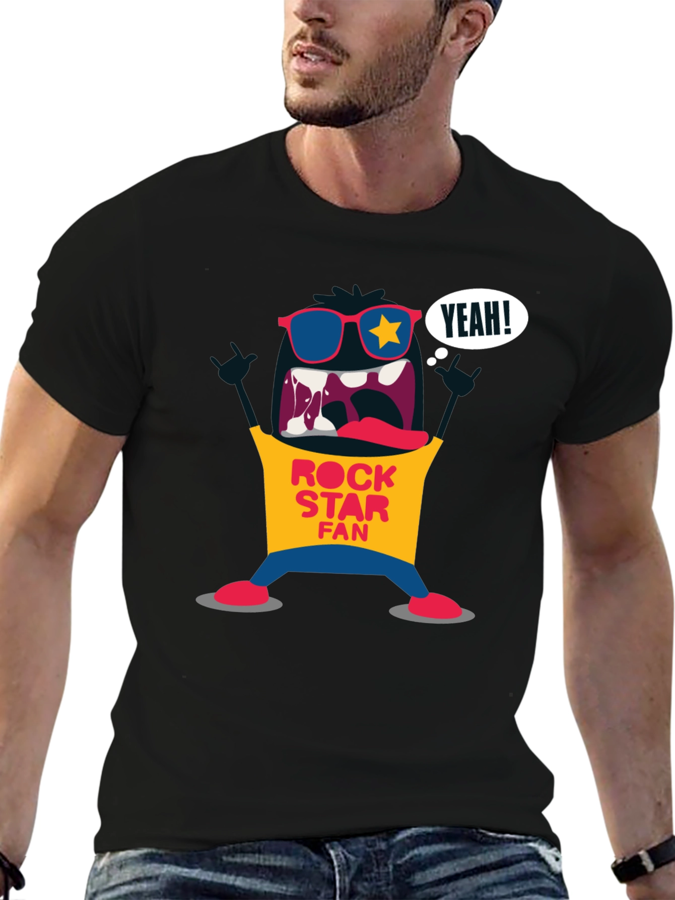 Rock Star Fan Graphic T-Shirt - Black