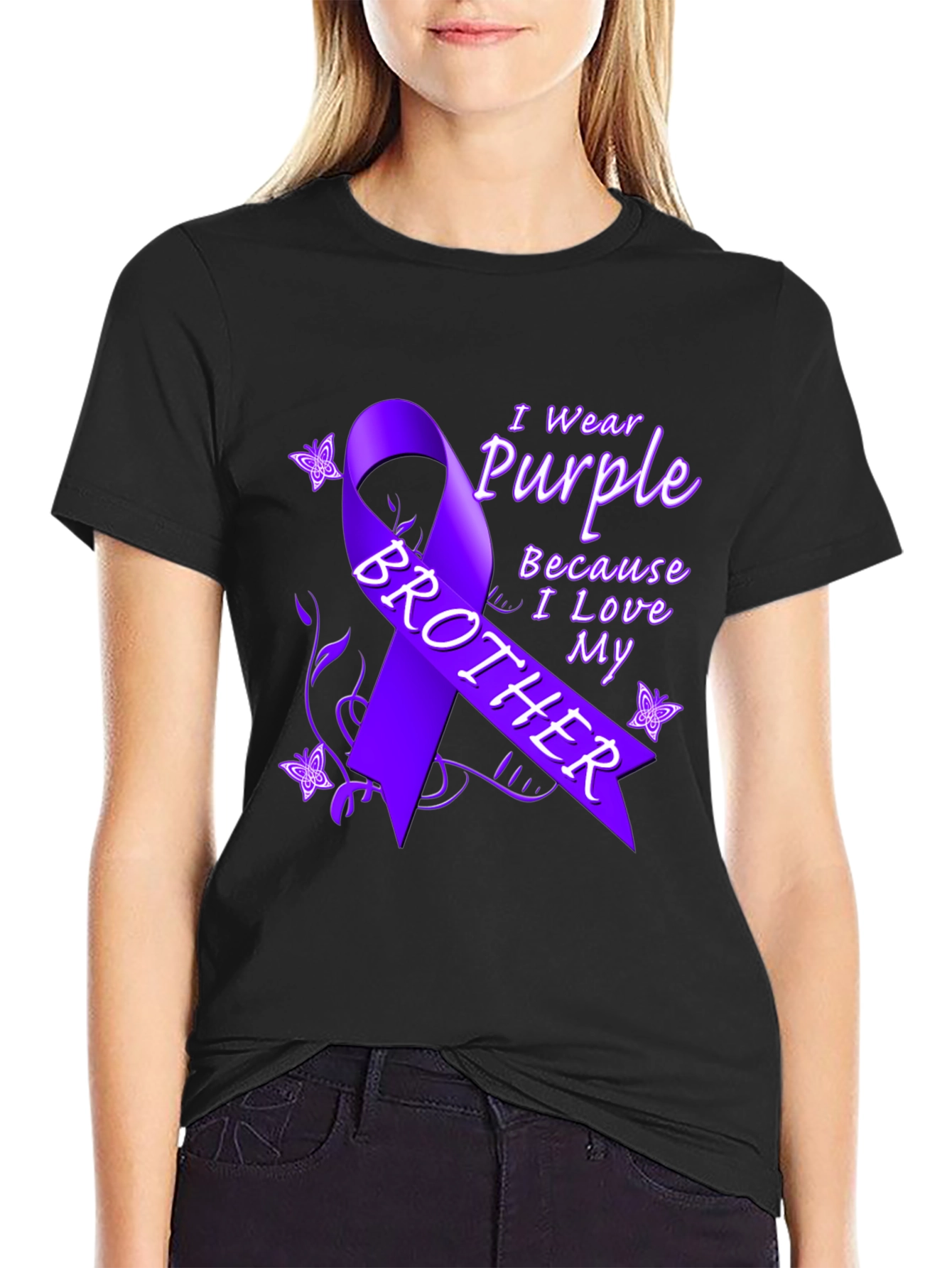 Purple Ribbon Brother T-Shirt Cancer Awareness Tee