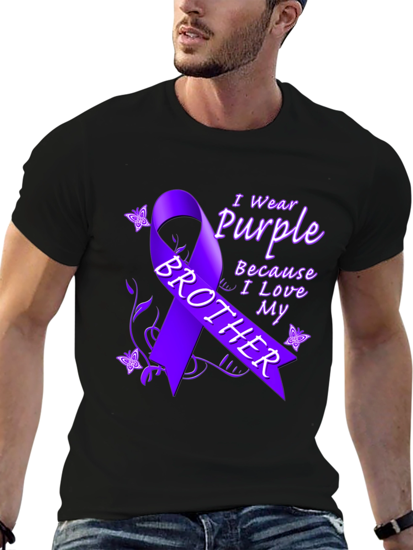 Purple Ribbon Brother T-Shirt Cancer Awareness Tee