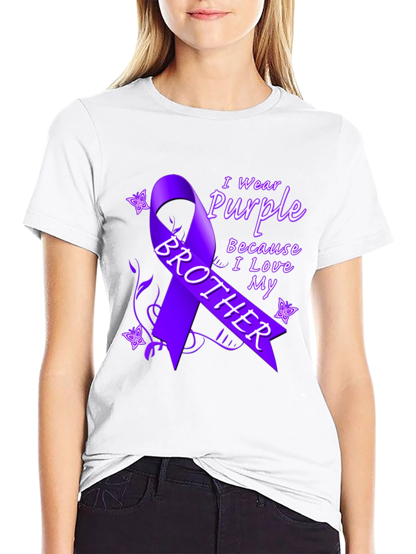 Purple Ribbon Brother T-Shirt Cancer Awareness Tee