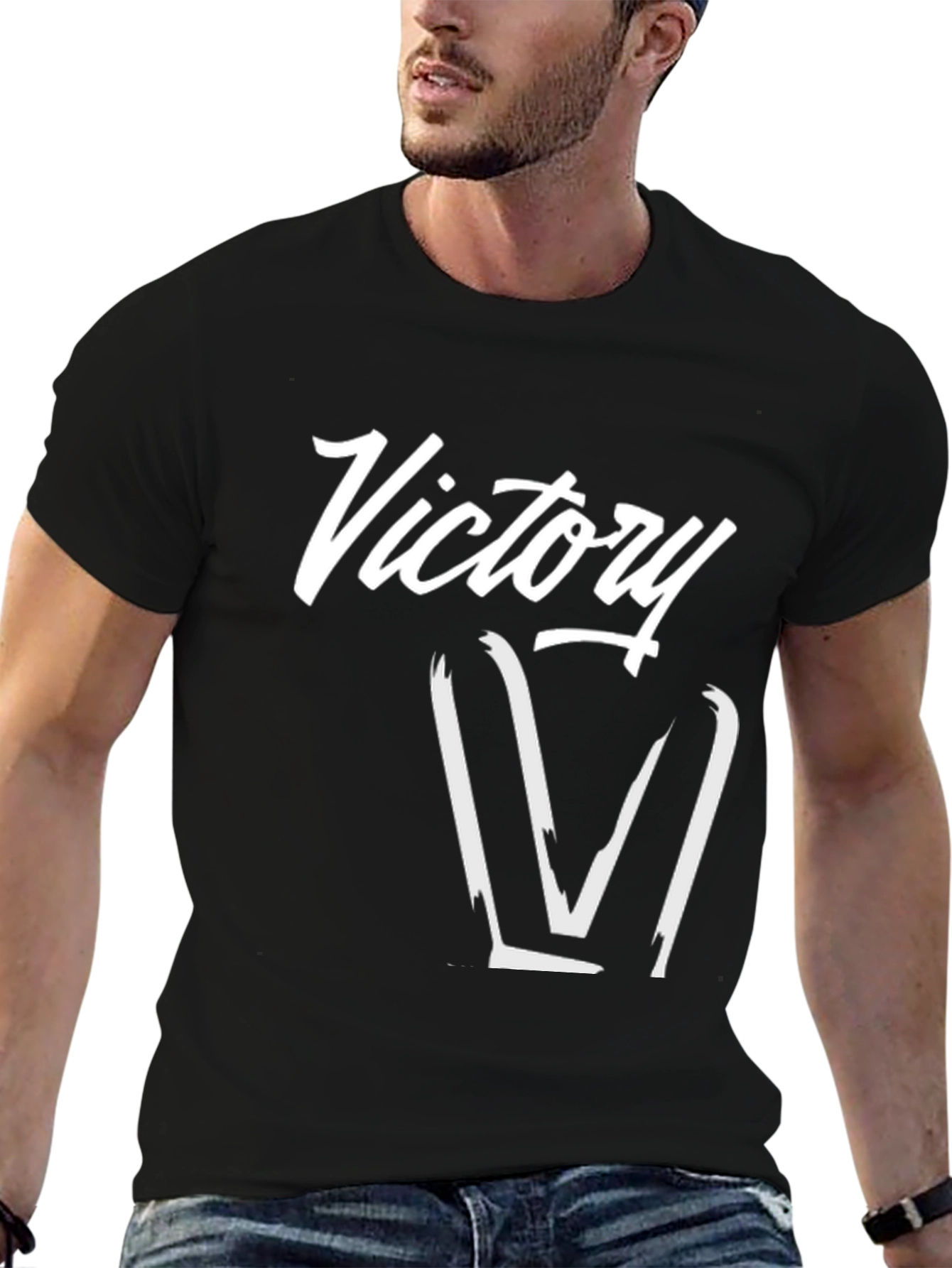 Victory Graphic Tee - Stylish Black T-Shirt