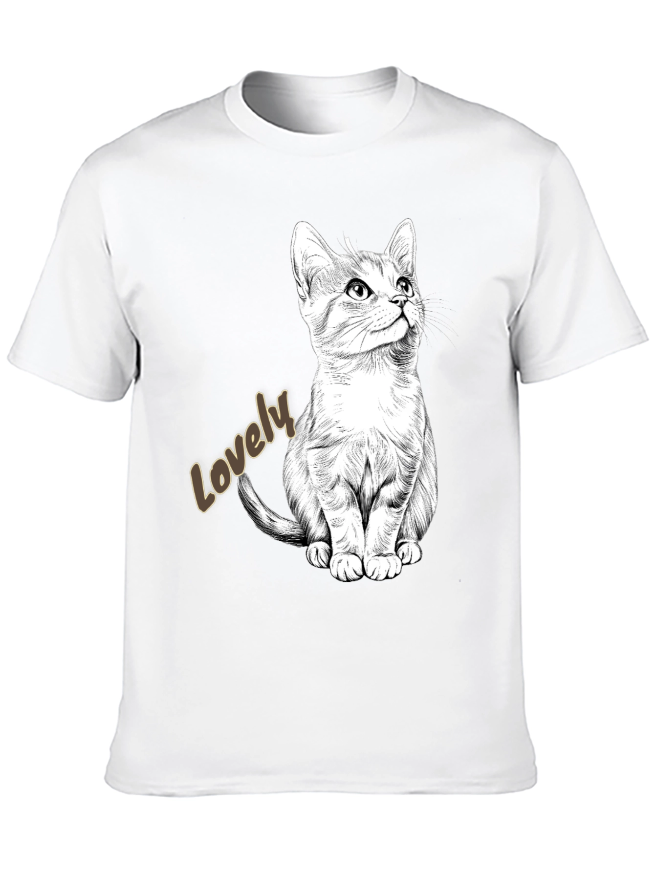Lovely Cat Graphic Tee - Black Cotton Casual Shirt