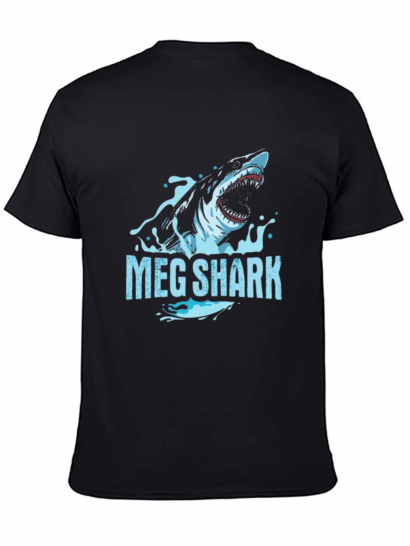 Meg Shark Graphic Tee - Black Cotton T-Shirt
