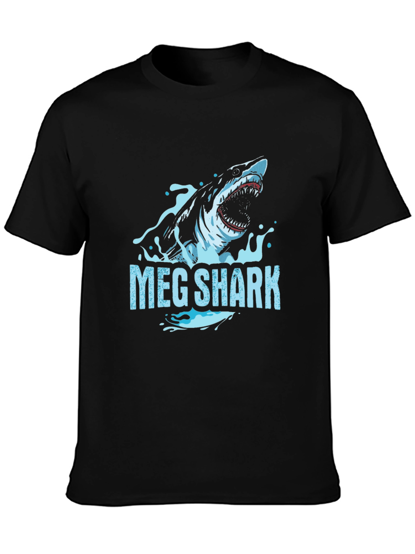Meg Shark Graphic Tee - Black Cotton T-Shirt