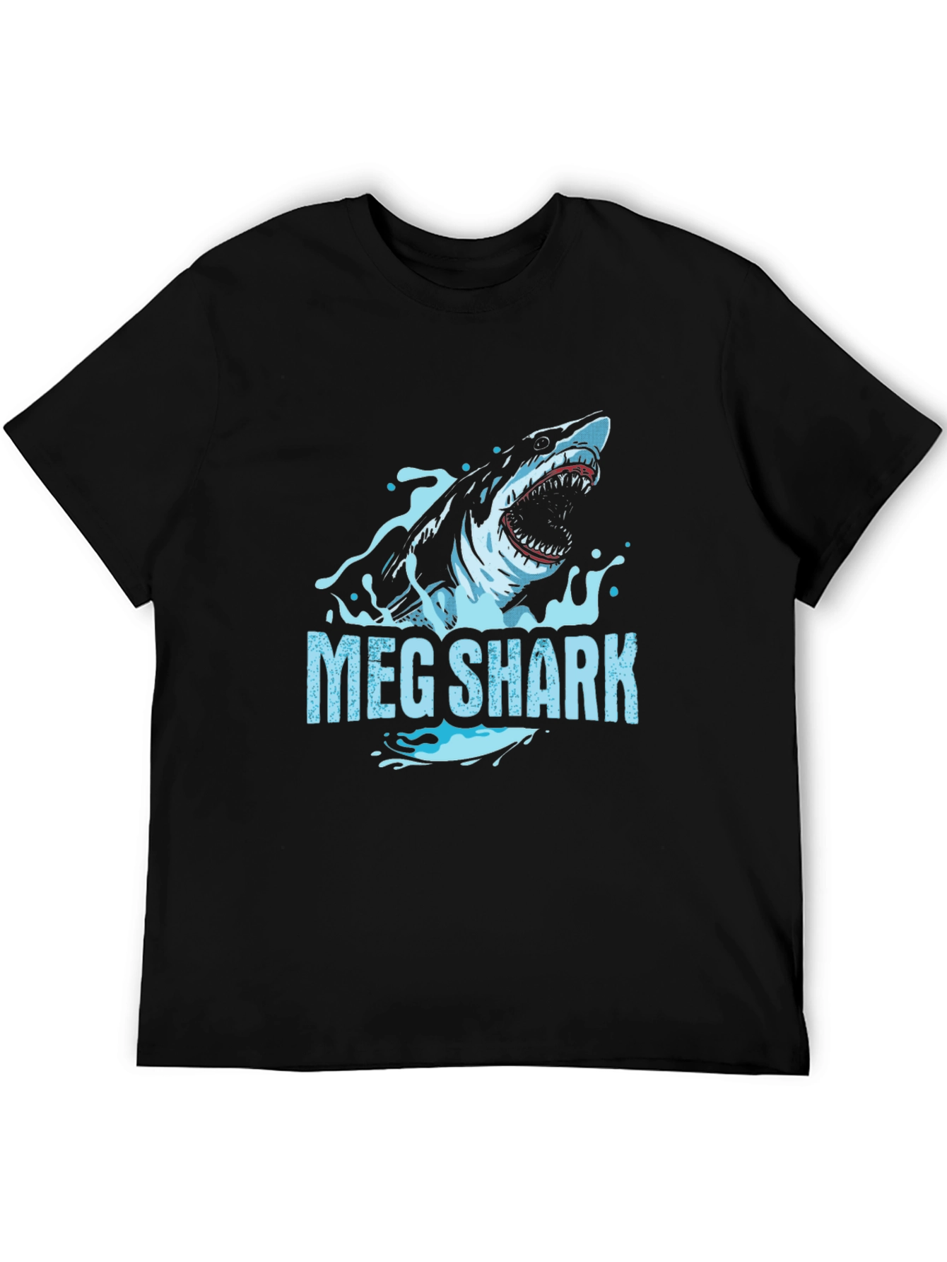 Meg Shark Graphic Tee - Black Cotton T-Shirt