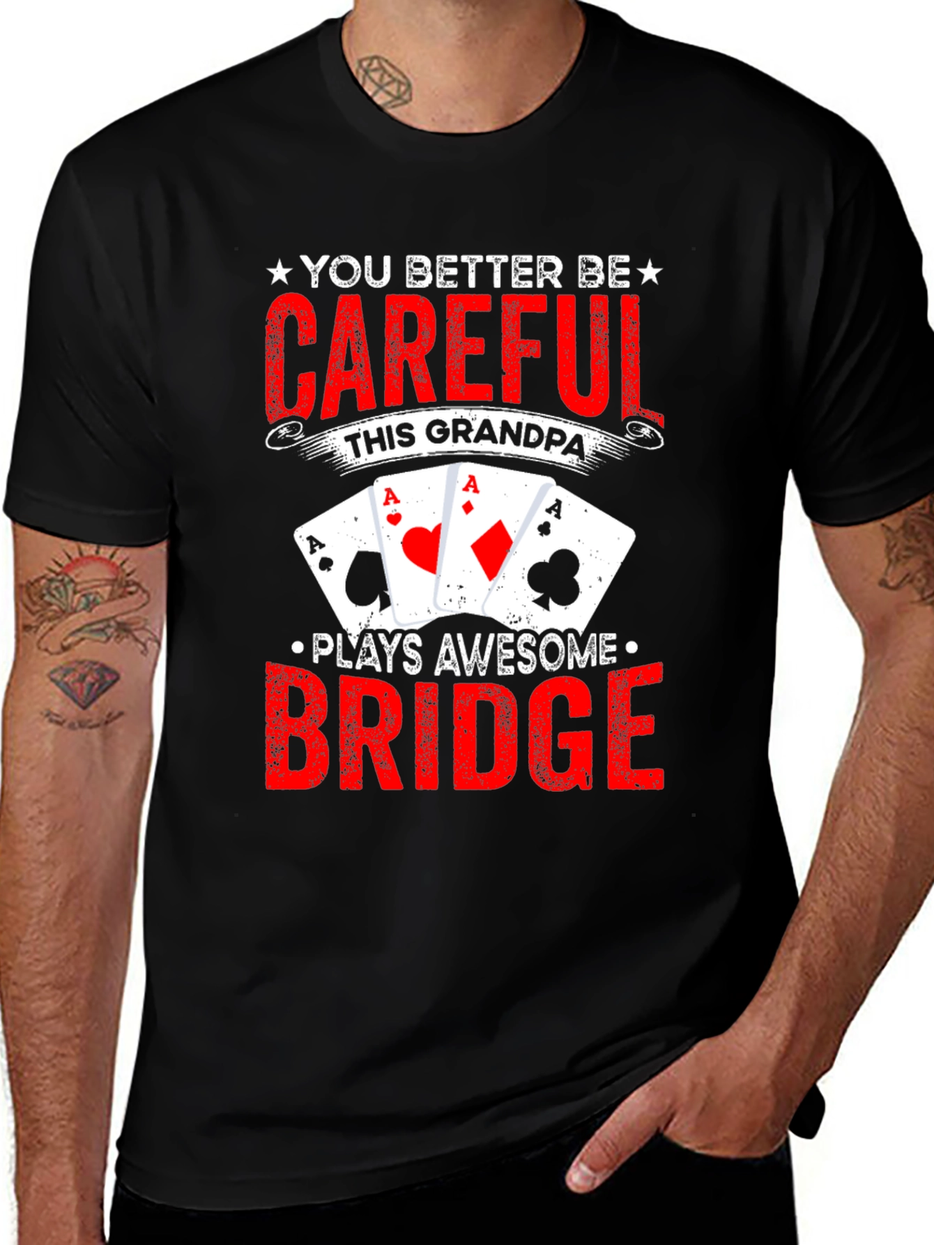 Grandpa Plays Awesome Bridge T-Shirt