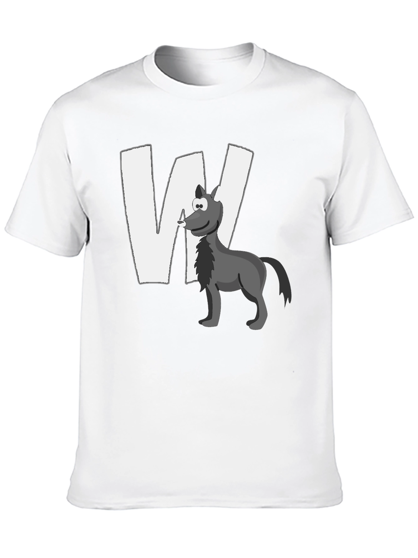 Wolf Cartoon Graphic Black T-Shirt