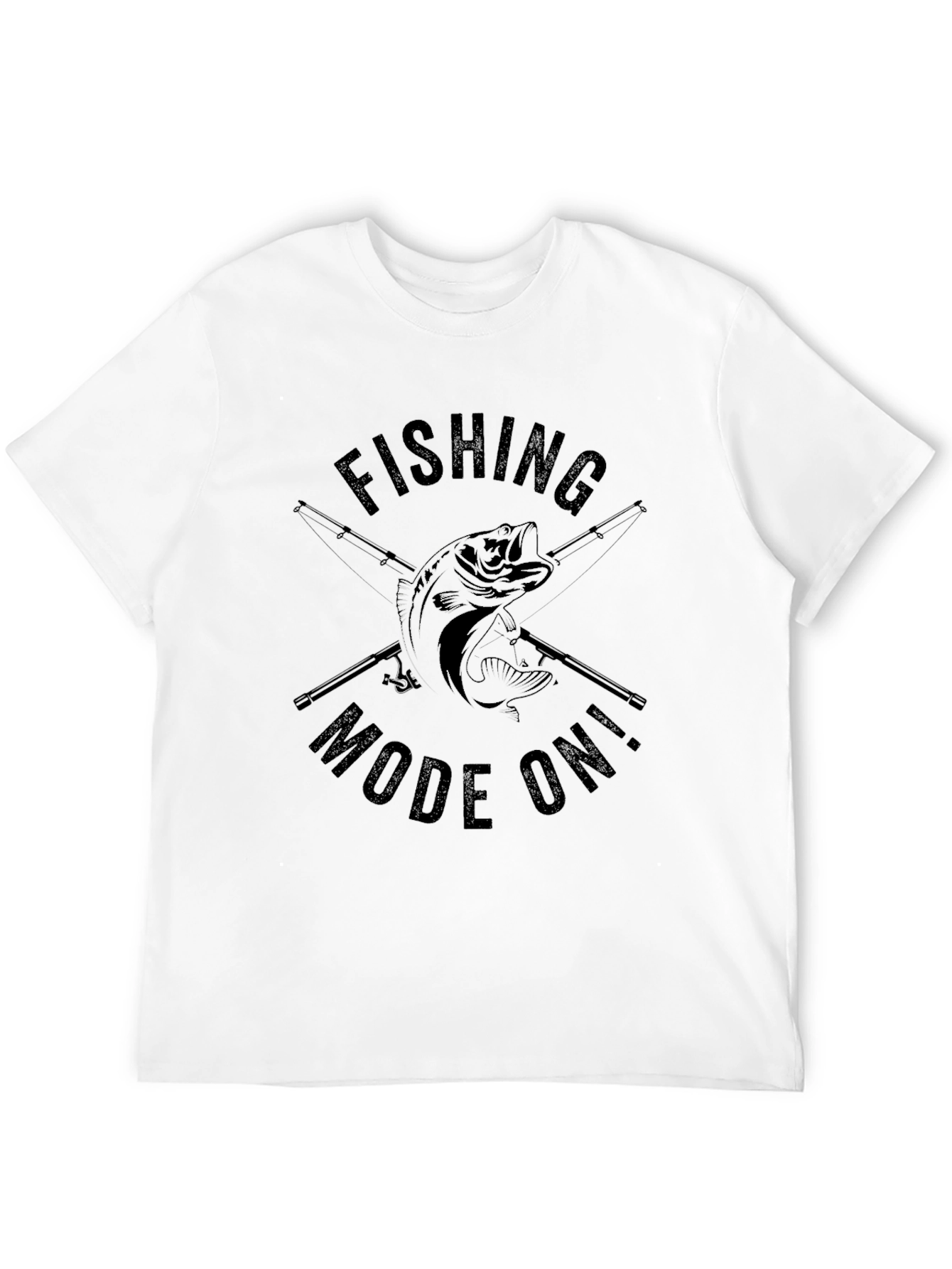 Fishing Mode On! Black Graphic T-Shirt