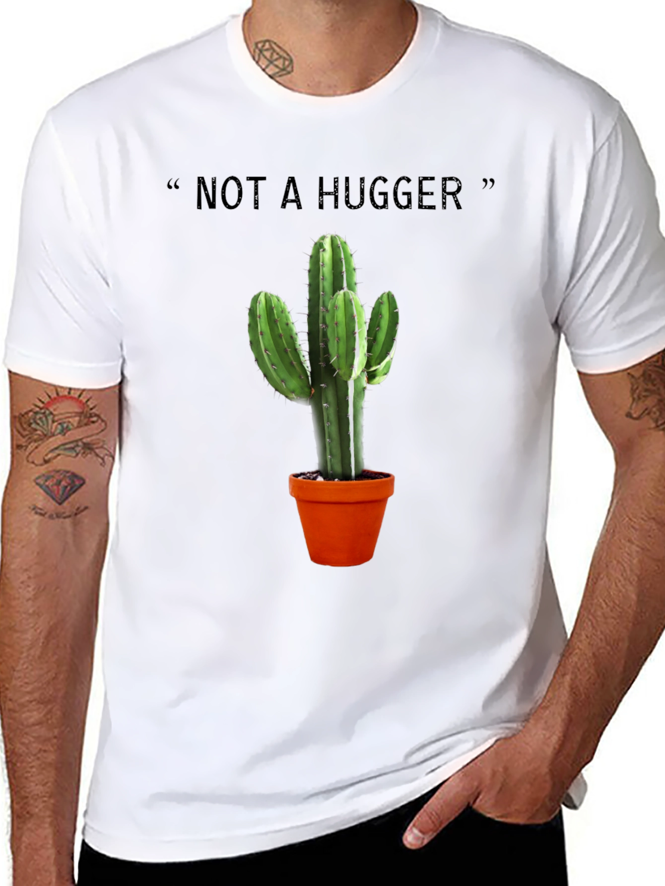 Not a Hugger Cactus Graphic Tee - Black