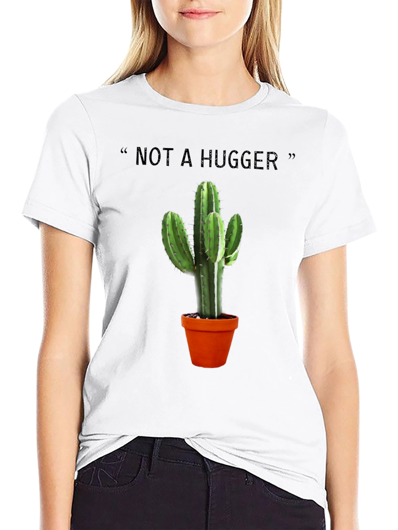 Not a Hugger Cactus Graphic Tee - Black