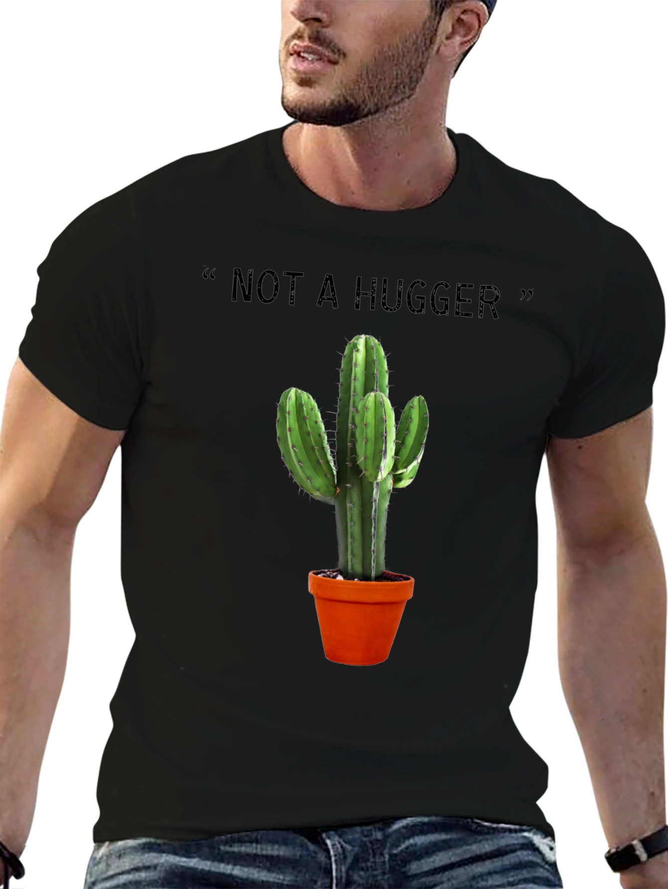 Not a Hugger Cactus Graphic Tee - Black