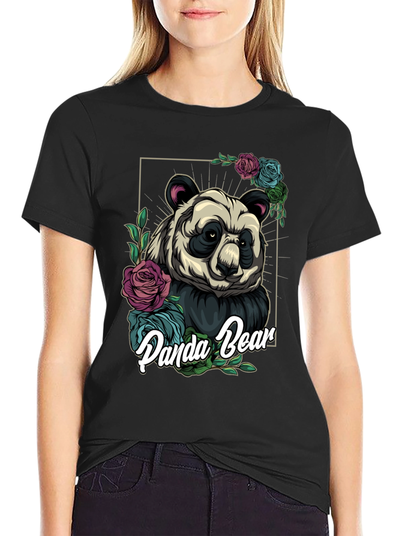 Panda Bear Floral T-Shirt - Unique Graphic Tee
