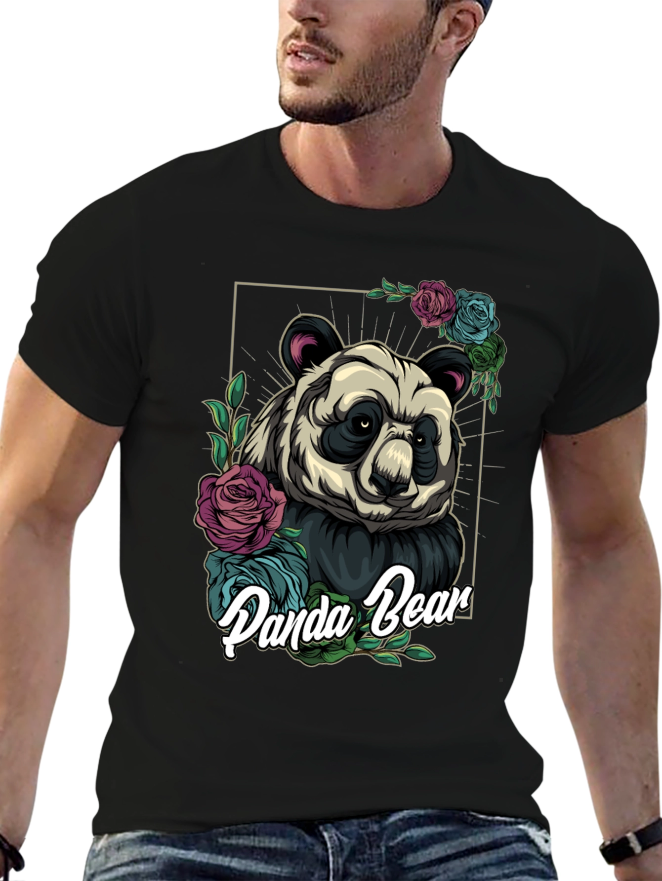 Panda Bear Floral T-Shirt - Unique Graphic Tee
