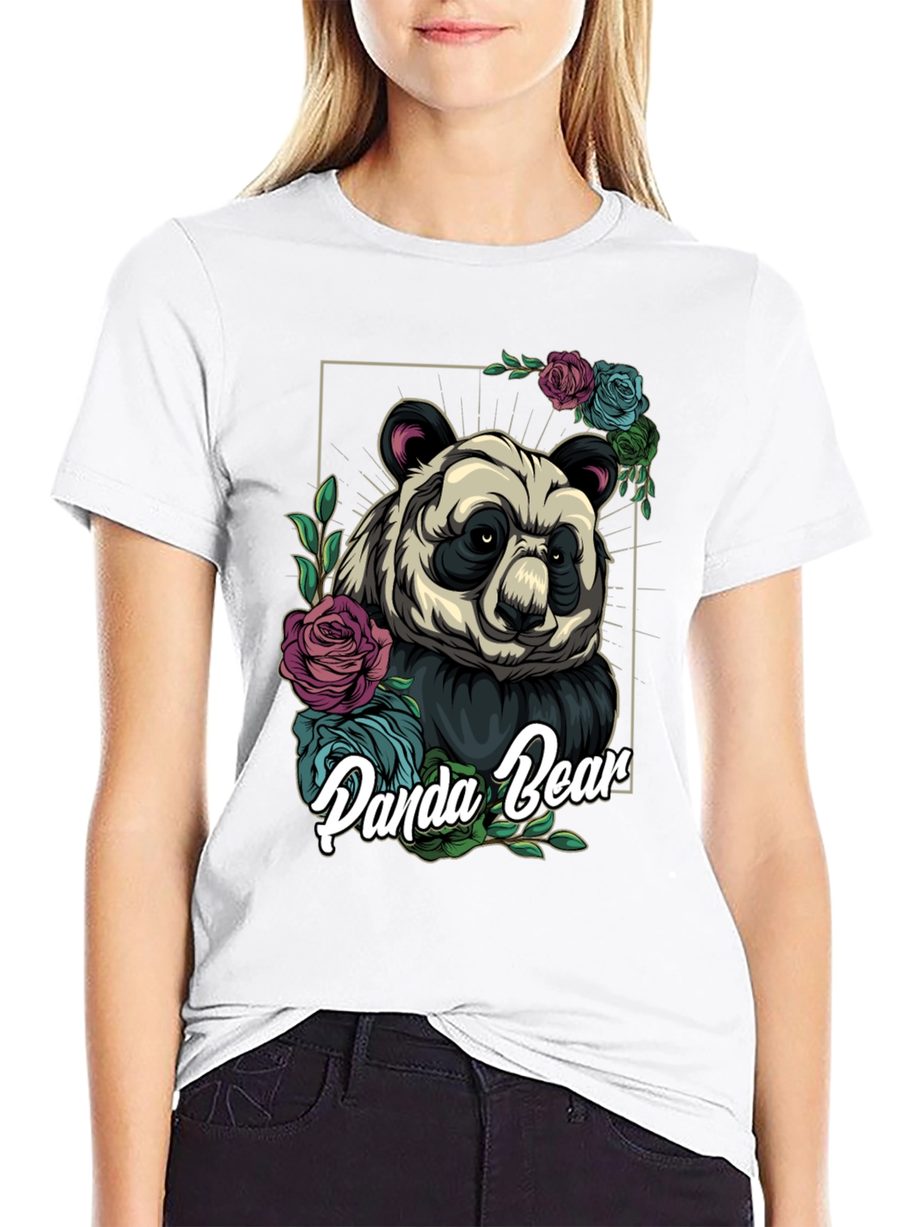 Panda Bear Floral T-Shirt - Unique Graphic Tee