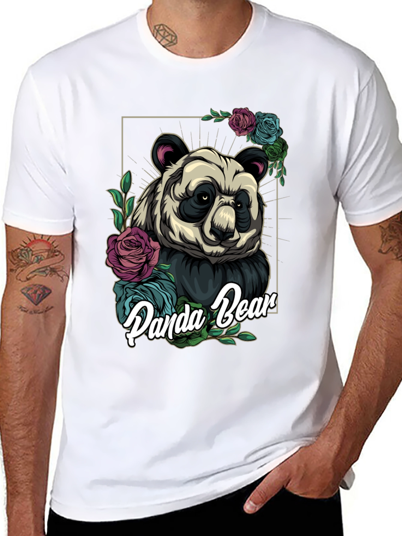 Panda Bear Floral T-Shirt - Unique Graphic Tee