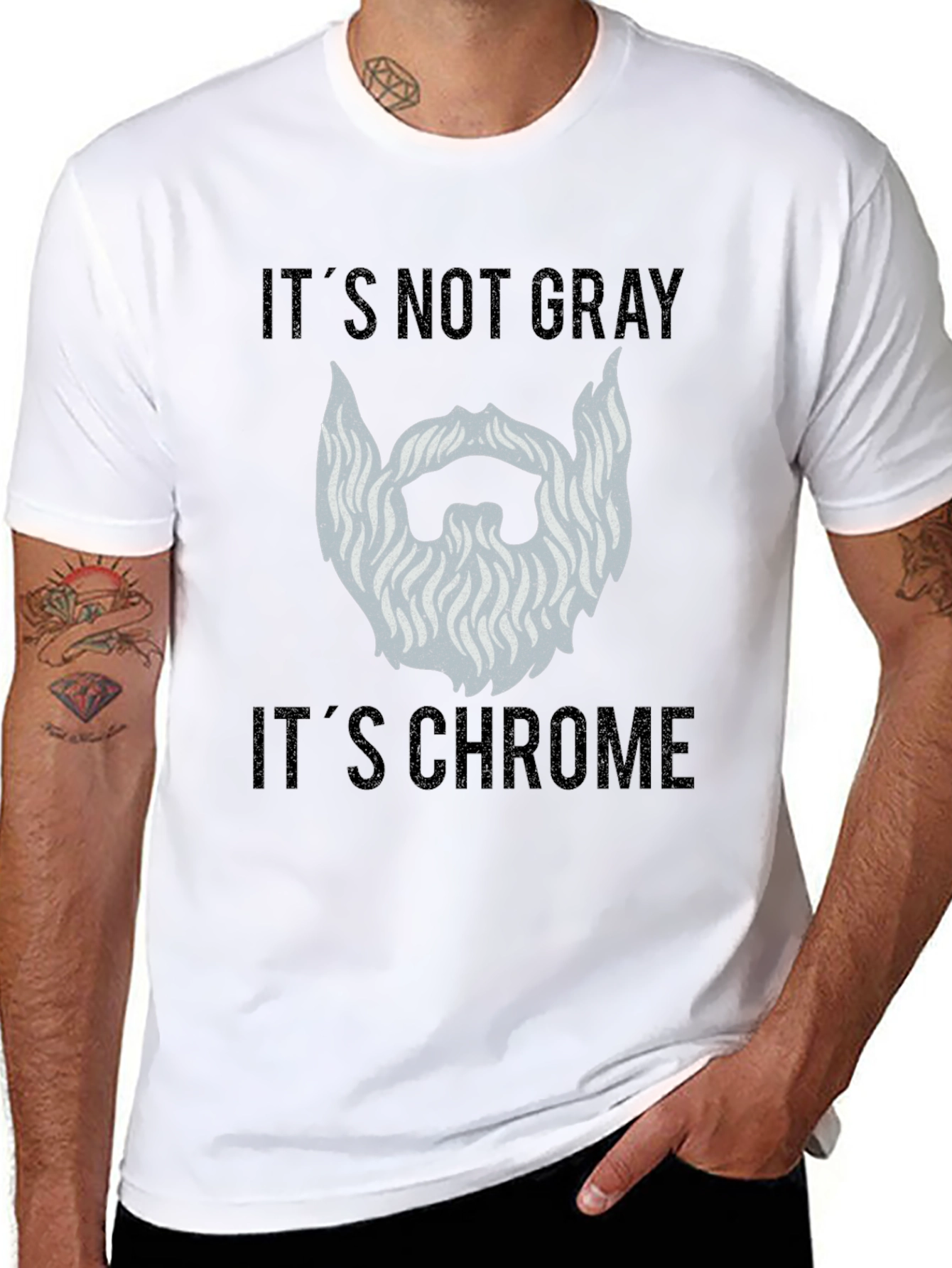 Chrome Beard Graphic Tee - Its Not Gray!
