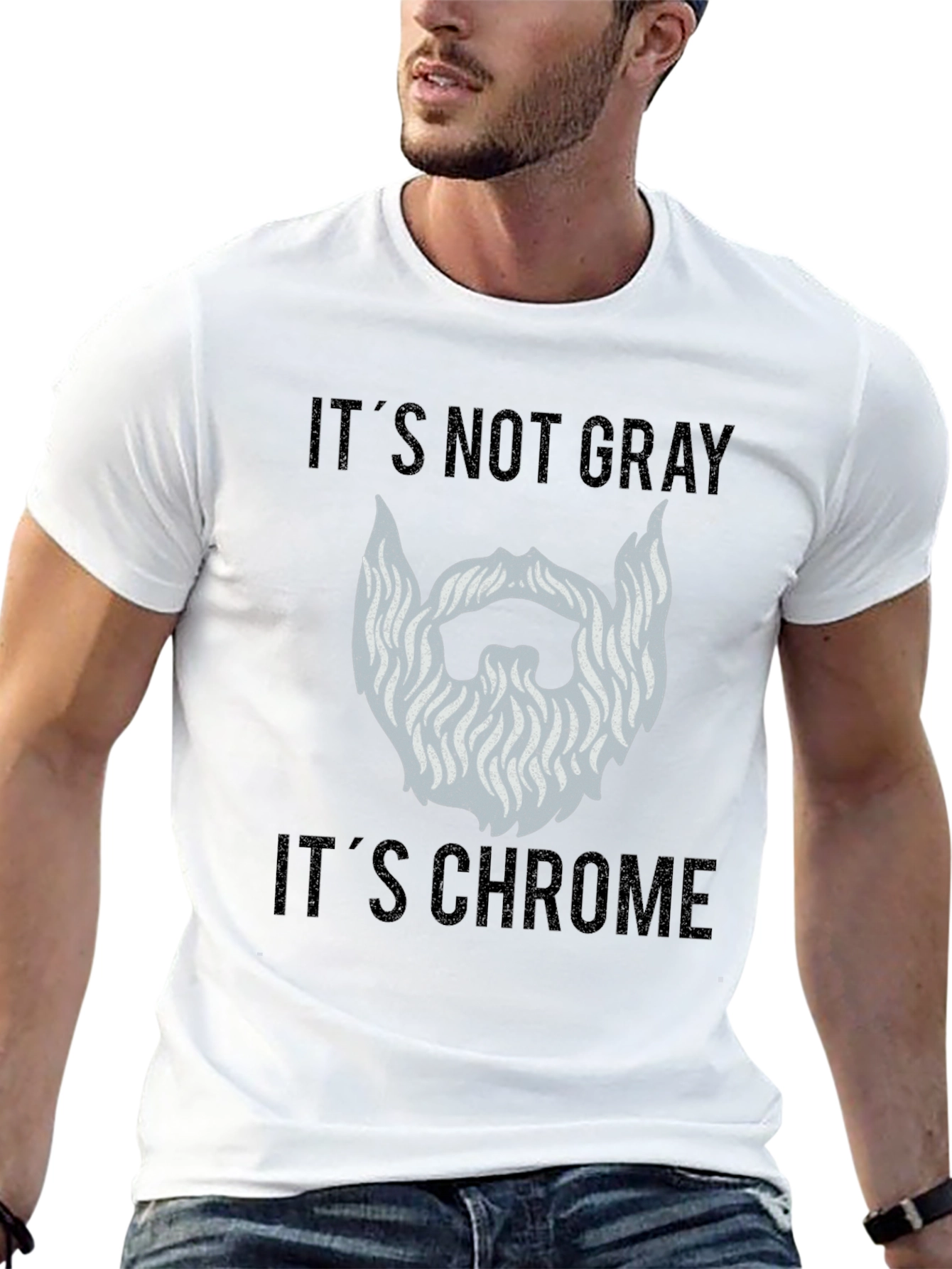 Chrome Beard Graphic Tee - Its Not Gray!
