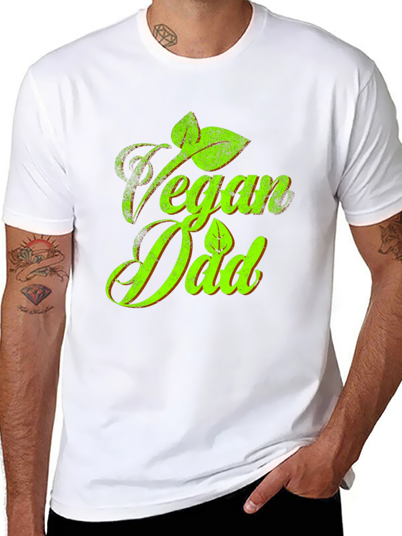 Vegan Dad T-Shirt - Green Graphic Tee
