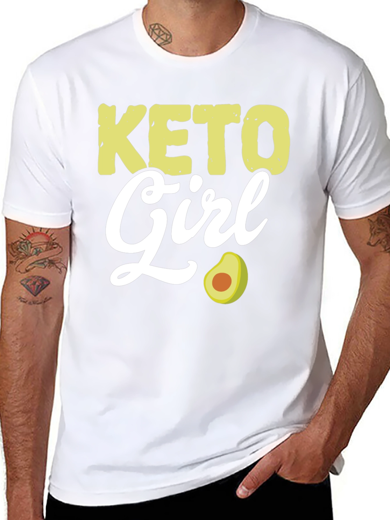 Keto Girl Avocado Graphic Tee - Black