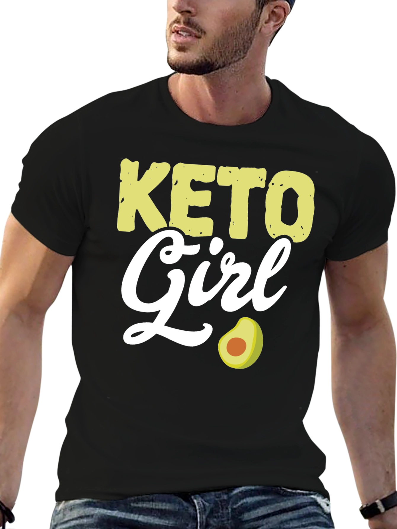Keto Girl Avocado Graphic Tee - Black