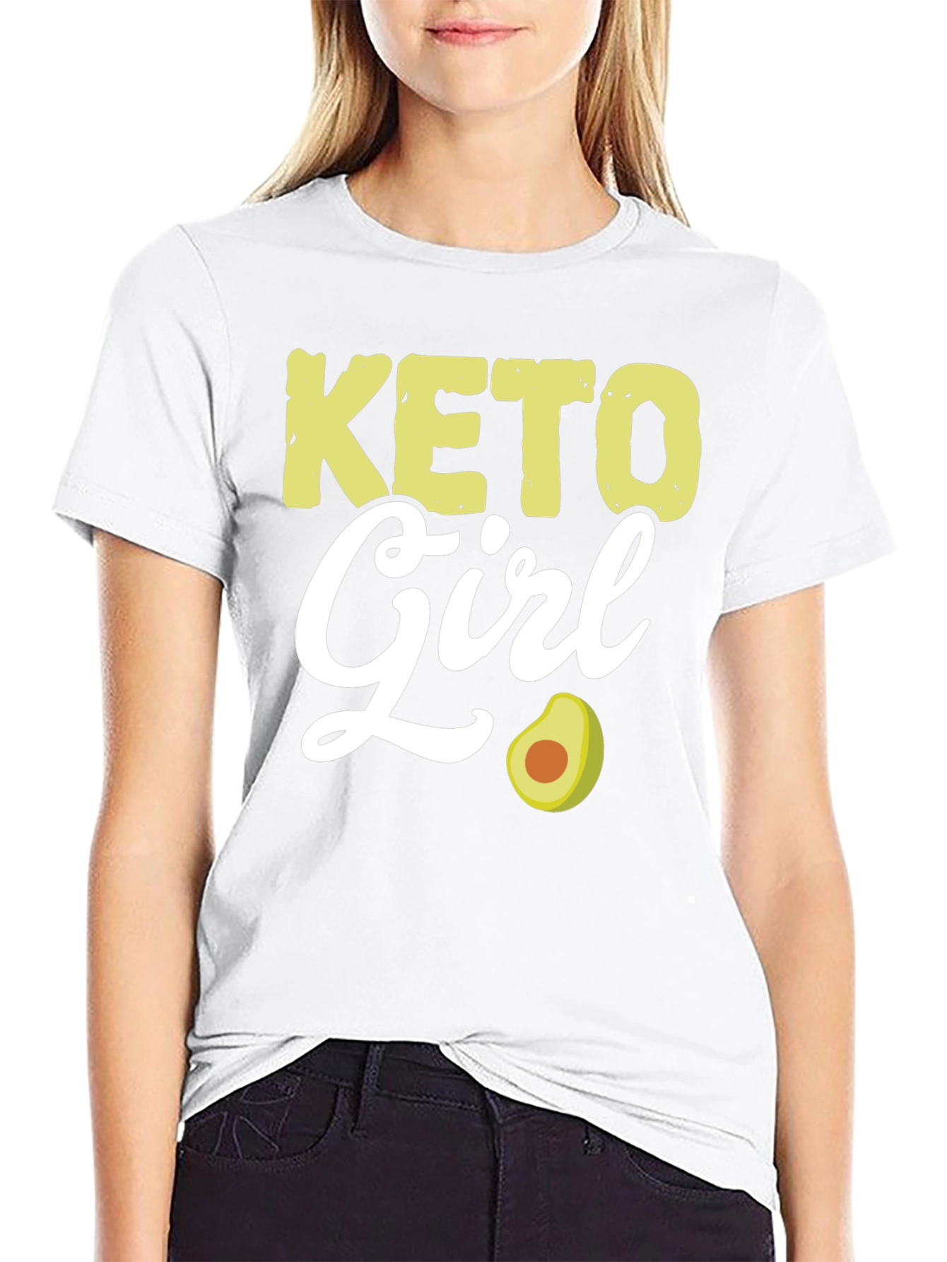 Keto Girl Avocado Graphic Tee - Black