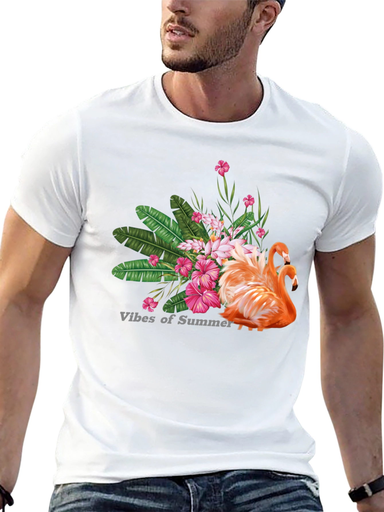 Tropical Flamingo Graphic T-Shirt - Summer Vibes
