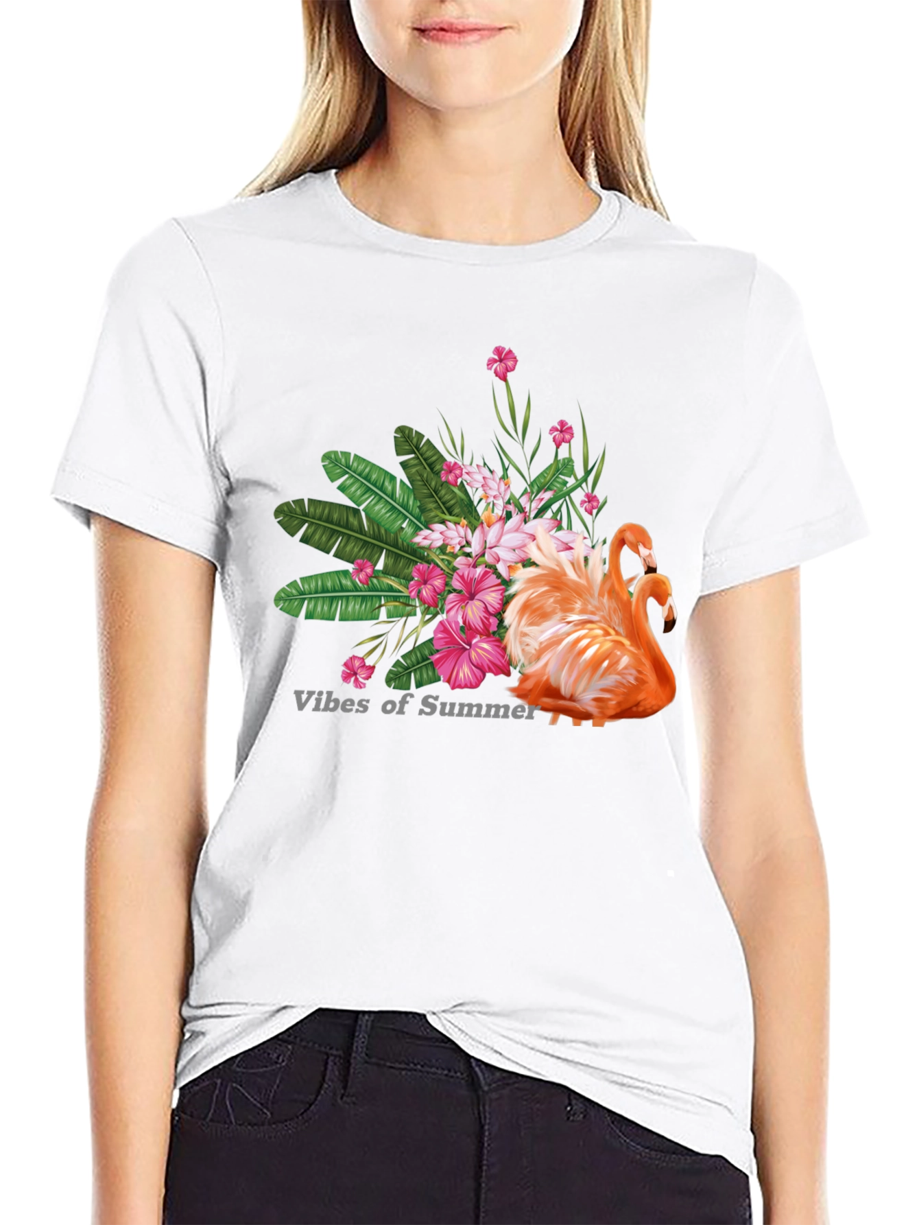 Tropical Flamingo Graphic T-Shirt - Summer Vibes