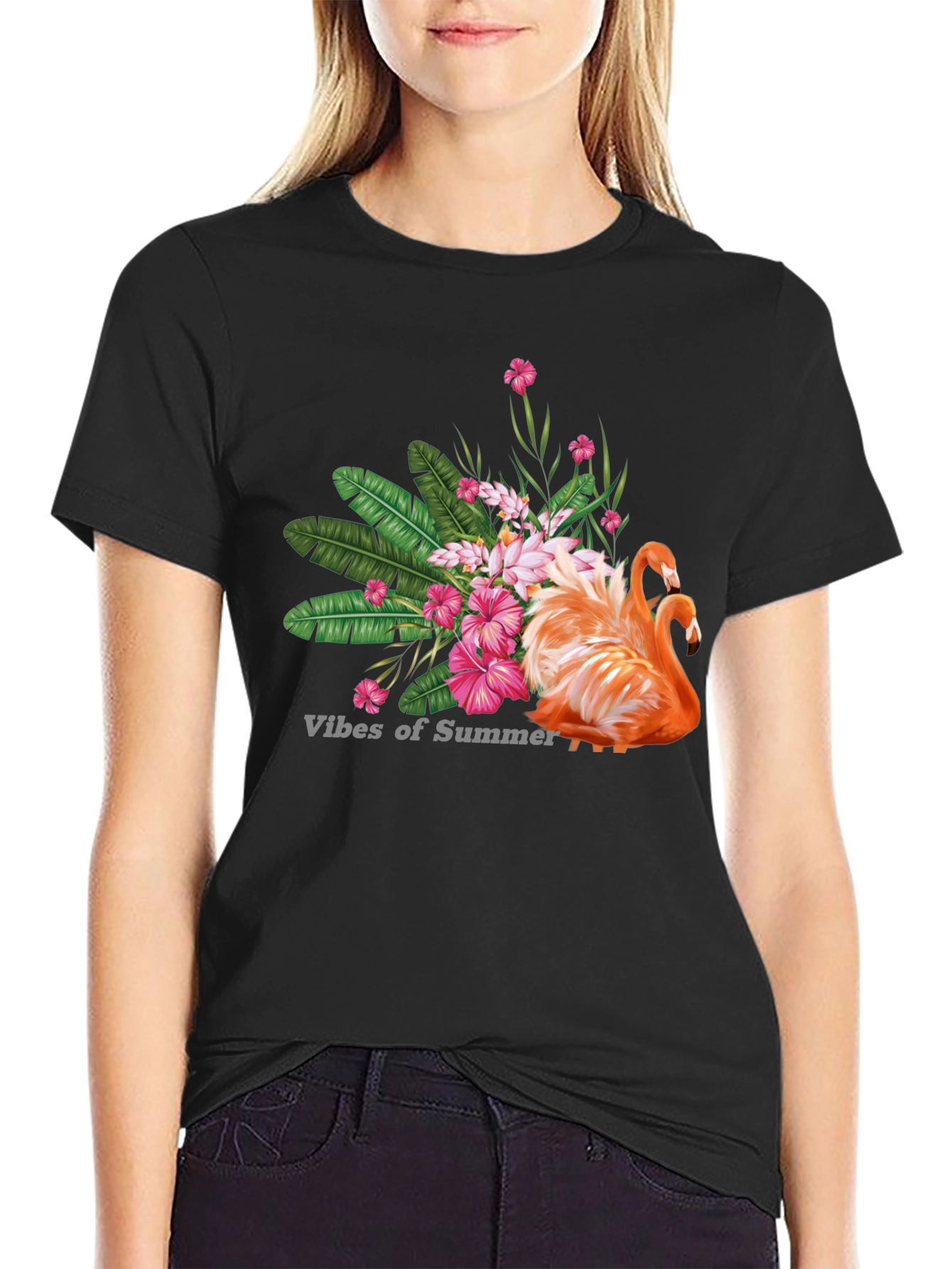 Tropical Flamingo Graphic T-Shirt - Summer Vibes