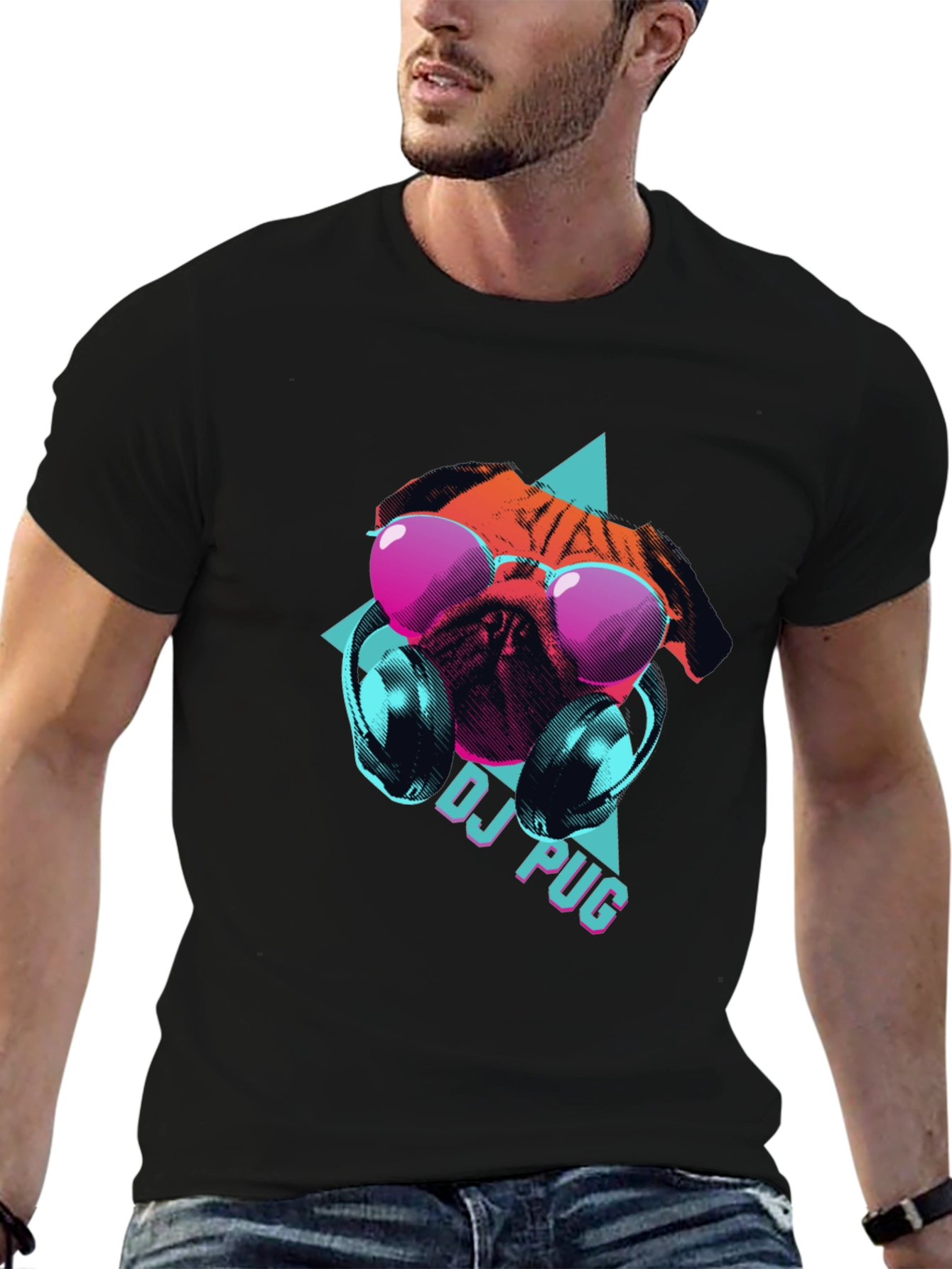 DJ Pug Graphic Tee - Cool Canine Style