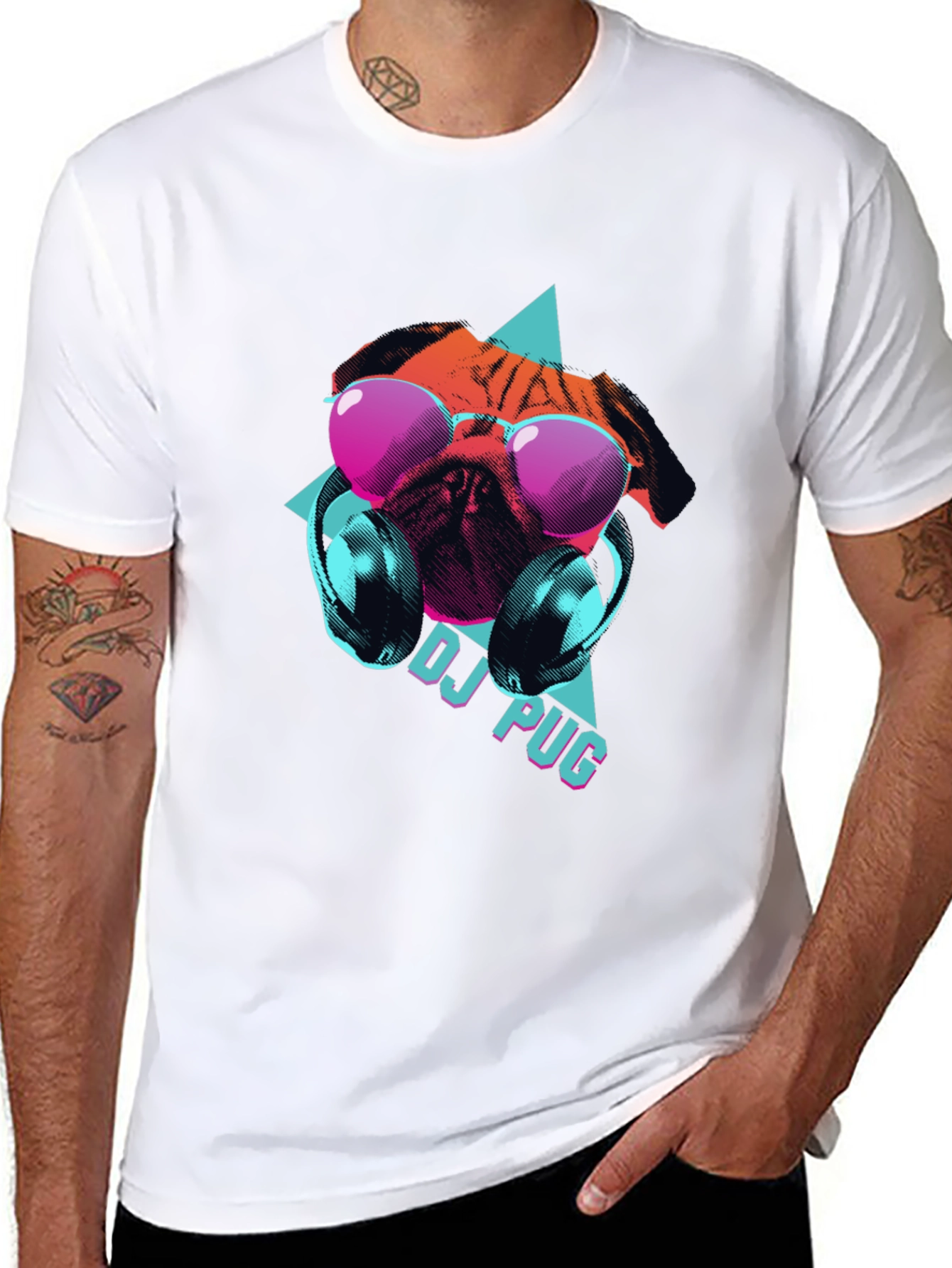 DJ Pug Graphic Tee - Cool Canine Style