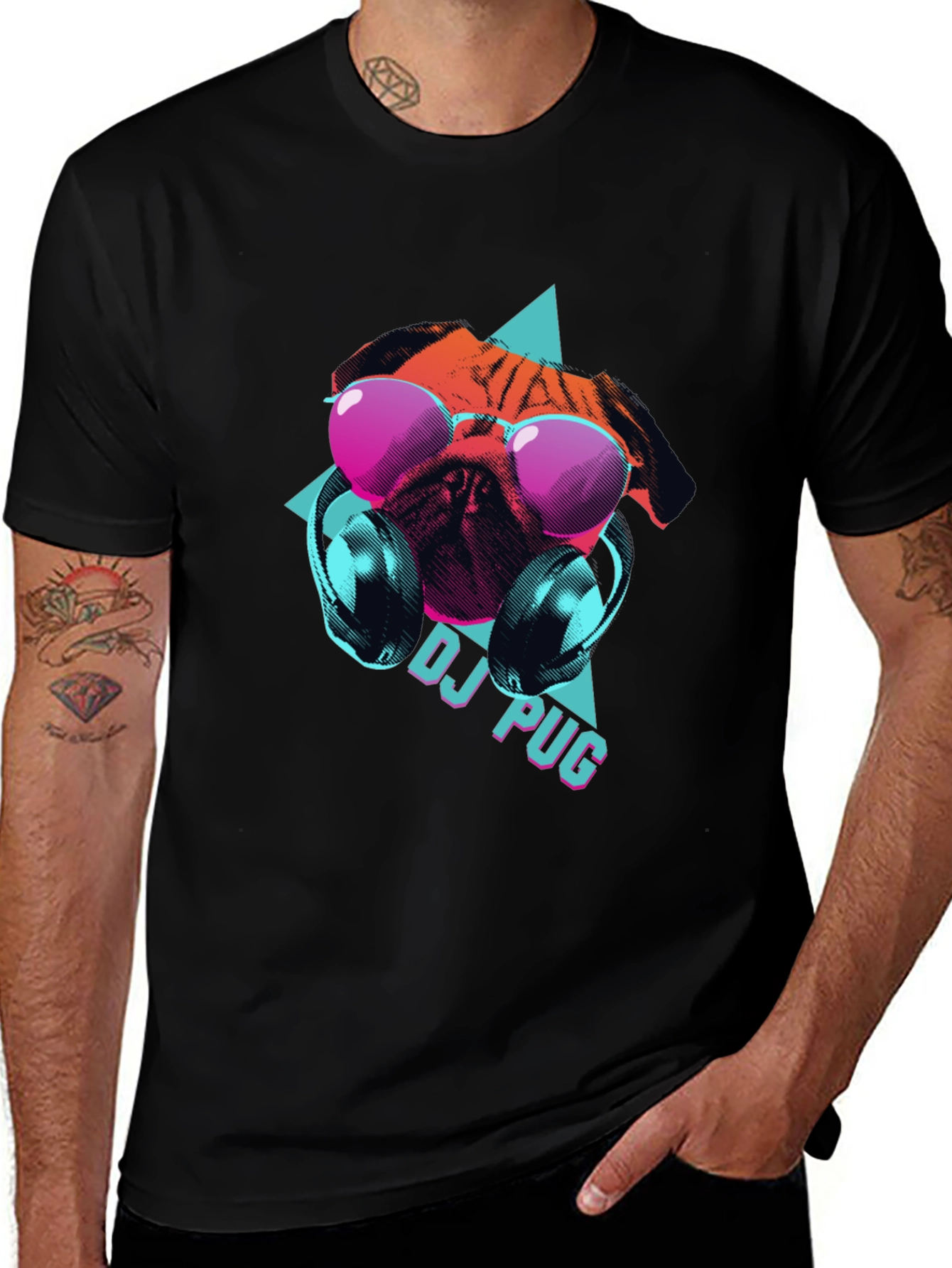 DJ Pug Graphic Tee - Cool Canine Style