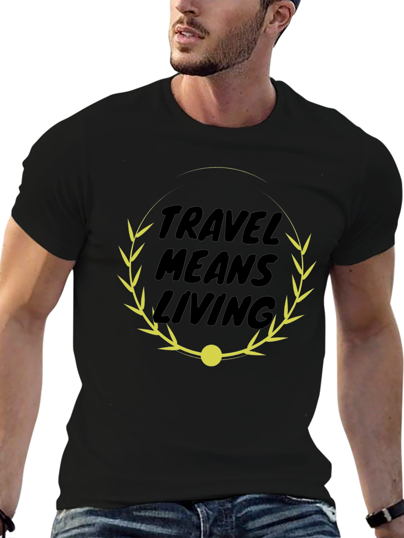 Travel Means Living Black Graphic Tee